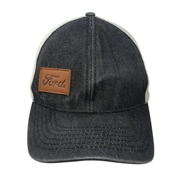 Ford Slideback Trucker Hat Black One Size Adjustable Mesh Back 6 Panel Cotton - Picture 1 of 10